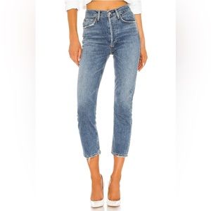 NWOT Agolde Riley High Rise Straight Crop in Frequency, size 27